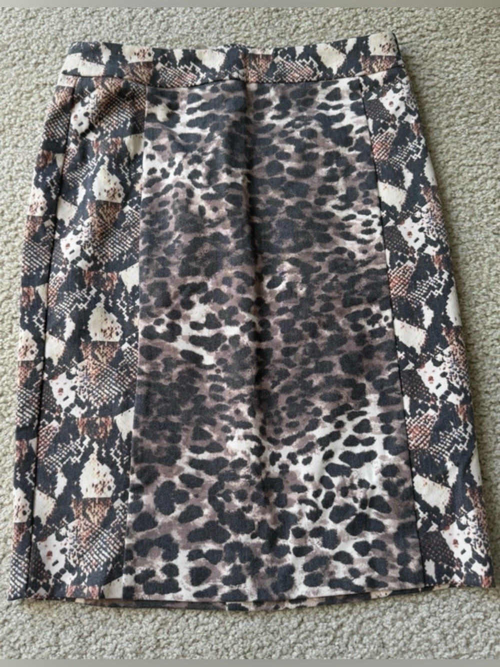 H&M Animal Print Pencil Skirt in Brown and Cream - Y2K 2000s style